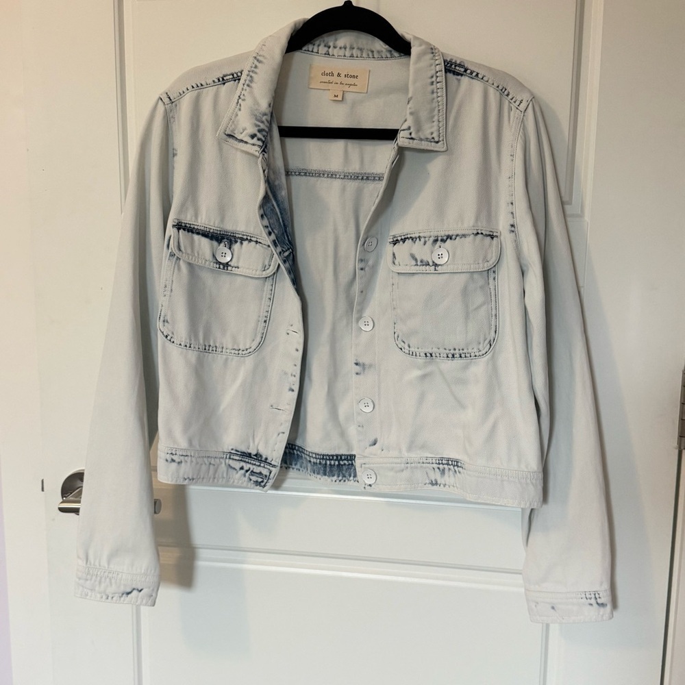 Cloth & Stone Acid Wash Cotton/Lyocell "Denim" Jacket Sz Medium 80s Boho Western